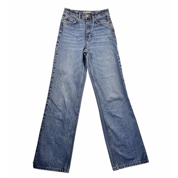 Zara Womens High-Rise Straight Leg Jeans Size 2 / EUR 34 Blue Vintage Wash Denim - Picture 1 of 11